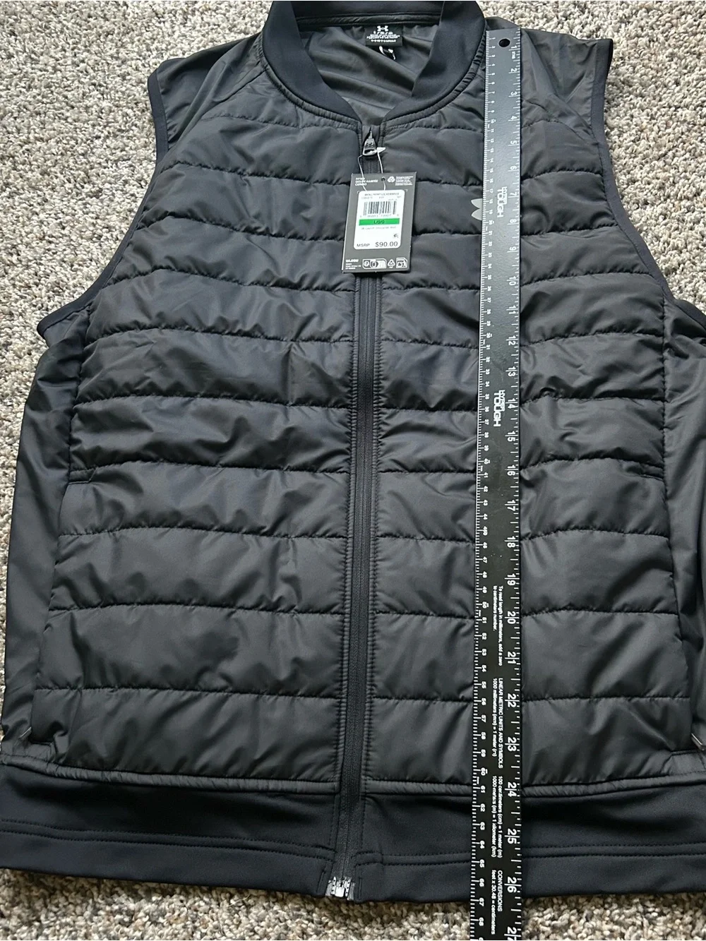 Under Armour Launch Insulated Running Vest Men's Large Black Full Zip 1380870
